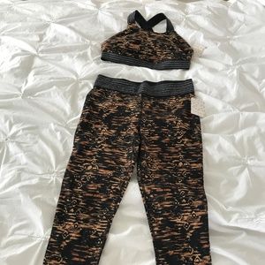 Free People Matching Bra + Leggings Animal Print M